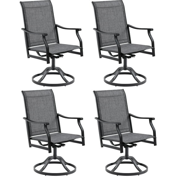 STARY Outdoor Dining Chairs Set of 4, 360°Swivel Patio Dining Chair with Textilene Fabric, Outdoor Metal Armchair All Weather Resistant, Ergonomic Comfort, Perfect for Patio, Backyard, Balcony