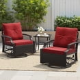 thumbnail image 1 of STARY Outdoor Swivel Rocker Chairs with Coffee Table, 3 Pieces Wicker Patio Furniture Set, Rattan Outdoor Bistro Set for Backyard, Red, 1 of 10
