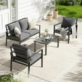 thumbnail image 1 of STARY Outdoor conversation sets, 4 Pieces Metal Patio Furniture Set with 2 Single Sofas, Loveseat & Coffee Table, for Garden, Backyard, Balcony (Dark Gray), 1 of 8