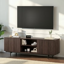 STARY Rattan TV Stand for TVs, Wood TV Stand Mid Century Modern TV Stand TV Media Console with Drawer and 2 Cabinets, Boho Entertainment Center for Living Room