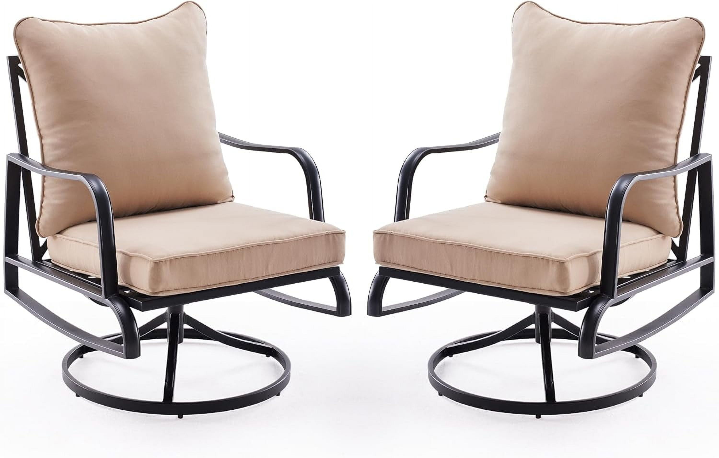 STARY Small Patio Furniture Set of 2, Outdoor Swivel and Rocking Patio Chairs, Metal Outdoor Swivel Chair Sofa with 4" Thick Cushions, Bistro Set for Porch, Balcony, and Backyard