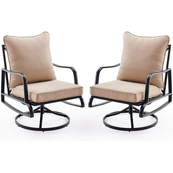 STARY Small Patio Furniture Set of 2, Outdoor Swivel and Rocking Patio Chairs, Metal Outdoor Swivel Chair Sofa with 4" Thick Cushions, Bistro Set for Porch, Balcony, and Backyard