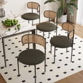thumbnail image 1 of STARY Upholstered Dining Chair Set of 4, Rattan Backrest Kitchen Chair, Green, 1 of 8
