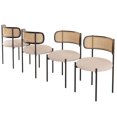 thumbnail image 1 of STARY Upholstered Dining Chair Set of 4, Rattan Backrest Kitchen Chair, Light Brown, 1 of 7