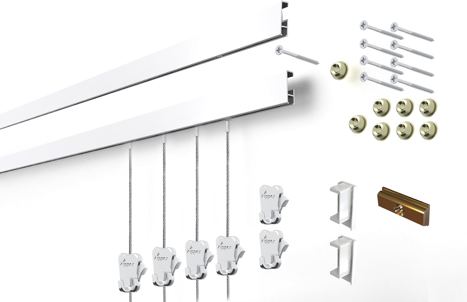 Matte Silver 19.69 ft Picture Hanging System with Hooks and Cords