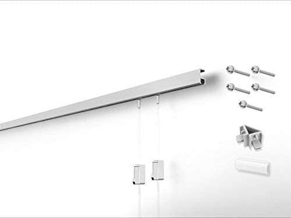STAS Minirail Picture Hanging System Set - Covers 6.56 ft of Wall Space - Smallest Picture Rail & Art Hanging Gallery Kit for Art Display Matte Silver Rails, Includes 2 Hooks & Cords