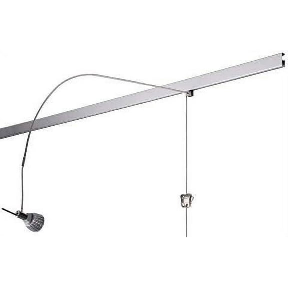 STAS Multirail Picture Hanging System with Track LED Lighting for Art Display - Matte Silver, Includes 2 Rails and 4 hanging and Lightning Components
