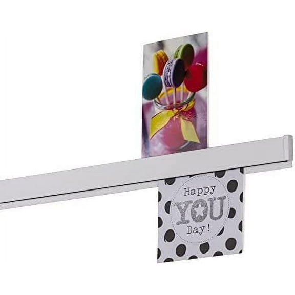 STAS Papergrip - Hanging Pictures Without Nails - Artwork Display - Paper/Magazine Holder for Wall - White Bulletin Bar 59 inch 150cm - Photo Rail System Kids Art Display for Wall