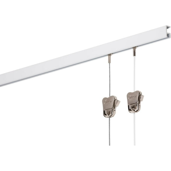 STAS Picture Hanging System minirail White 150 cm - Complete kit, incl. 2 Cords 150cm with Hooks