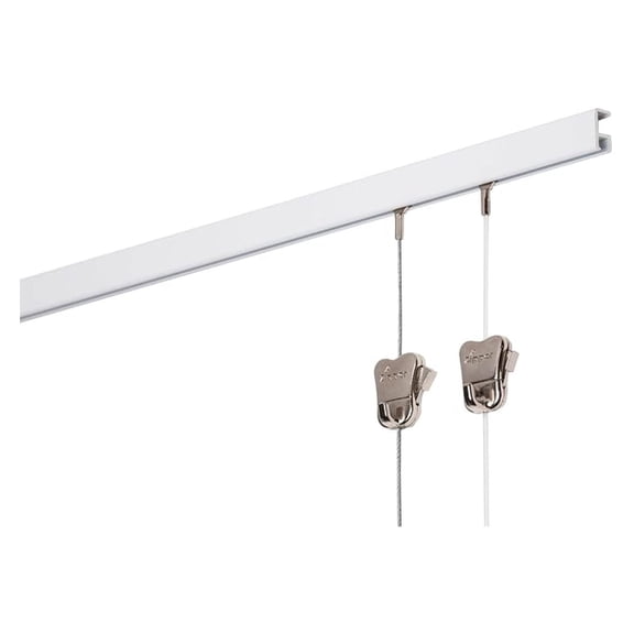 STAS Picture Hanging System minirail White 150 cm - Complete kit, incl. 2 Cords 150cm with
