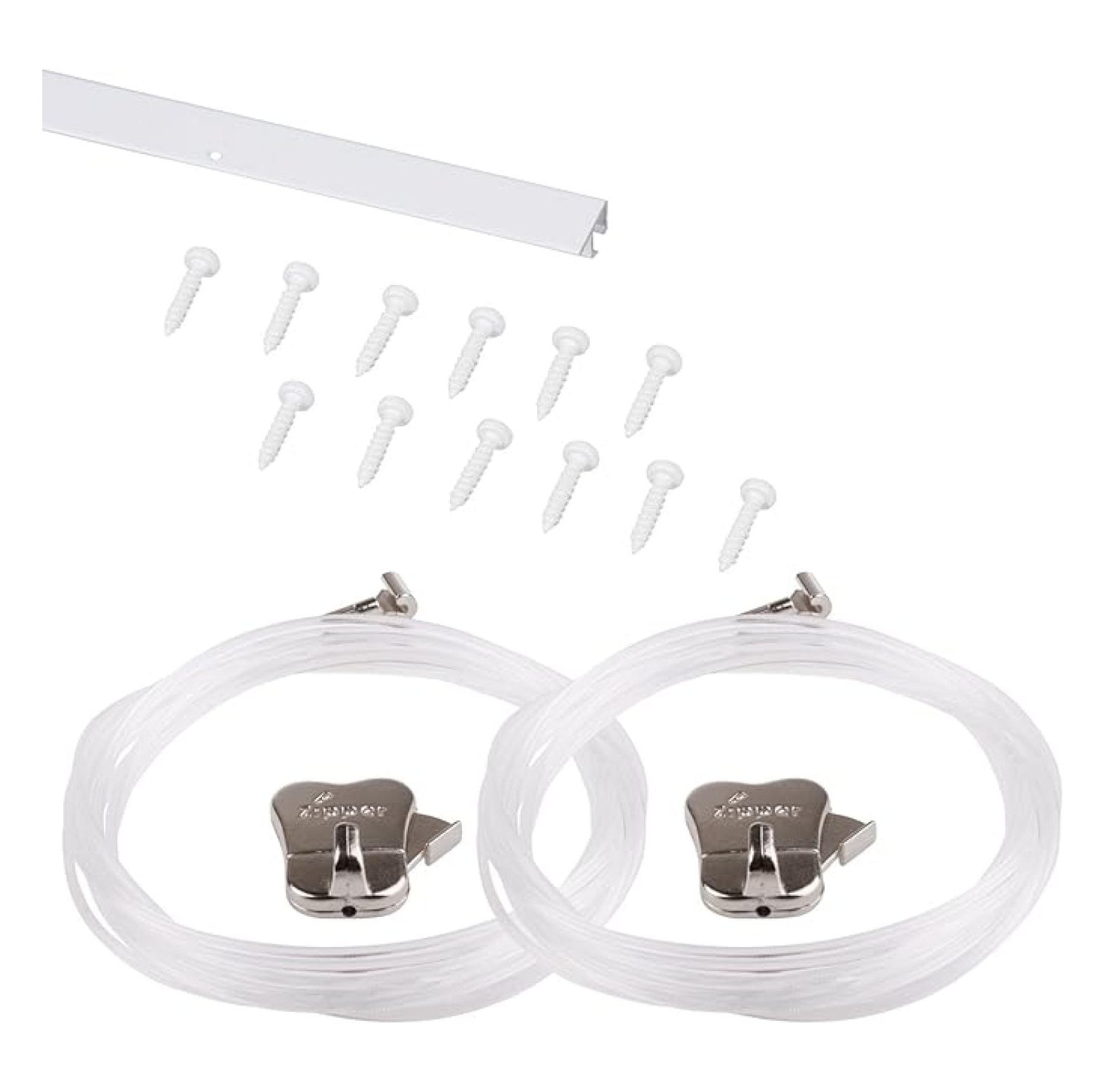 STAS Picture Hanging System u-Rail White 150 cm - Complete kit, incl. 2 Cords 150cm with 2