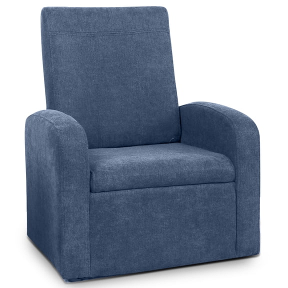 STASH 3-in-1 Kids Chair with Hidden Storage and Fold-Down Ottoman, Fully Assembled, Ages 4+, Blue