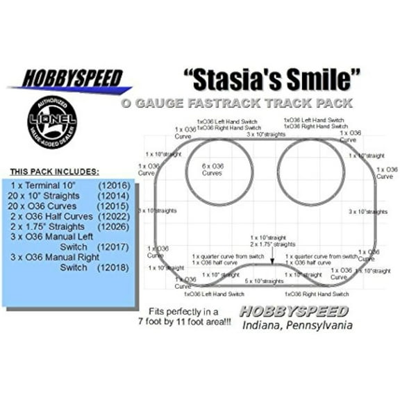 STASIA'S Smile Track Layout Train Pack 7' X 11' O Gauge