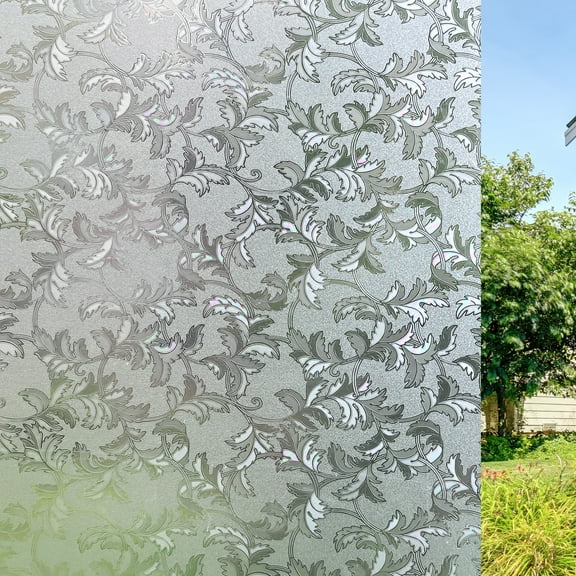 STATINT Decorative Window Privacy Film 23.6 in x 78.7 in Leaf Motif, Heat Blocking Static Cling Window Film for Home