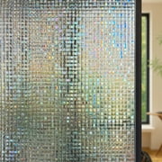 STATINT 3D Decorative Window Privacy Film, Vinyl, Non-Adhesive Window Covering, Mosaic Patterns, 17.5 in. x 118.1 in.