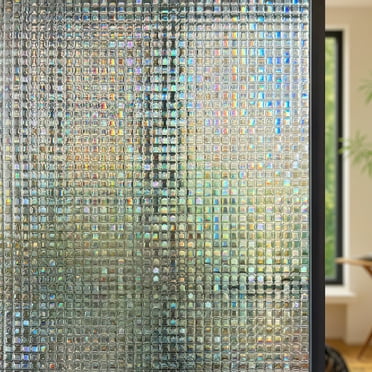 STATINT 3D Decorative Window Privacy Film, Vinyl, Non-Adhesive Window Covering, Mosaic Patterns, 17.5 in. x 78.7 in.
