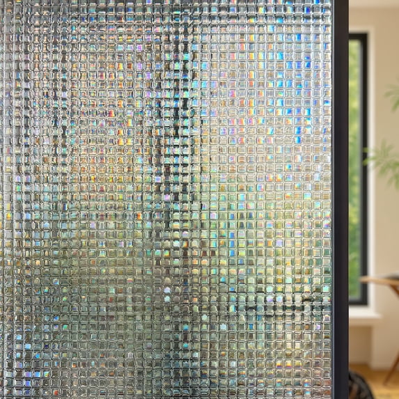 STATINT 3D Decorative Window Privacy Film, Vinyl, Non-Adhesive Window Covering, Mosaic Patterns, 35.4 in. x 196.8 in.