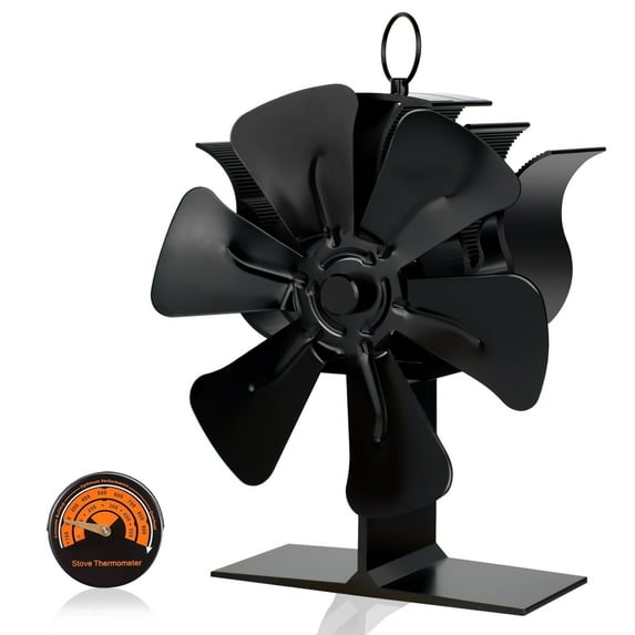 STATINT 6-Blade Wood Stove Fan Heat Powered Non Electric Fan for Gas/Pellet/Log/Wood Burning Fireplace Fans (Include Thermometer)