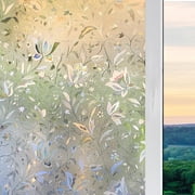 STATINT Decorative Window Film 17.5 in x 78.7 in, 3D Tulip Stained Glass Window Sticker, Static Cling Window Tinting Film for Home