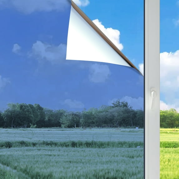 STATINT Privacy Window Film 17.5" x 78.7", One Way Window Tint Daytime Privacy Static Cling Non-Adhesive Mirror Window Tint for Home, Blue Silver
