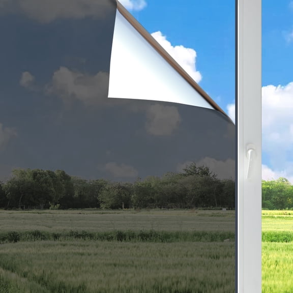 STATINT Privacy Window Film 23.6" x 78.7", One Way Window Tint Daytime Privacy Static Cling Non-Adhesive Mirror Window Tint for Home, Black Silver