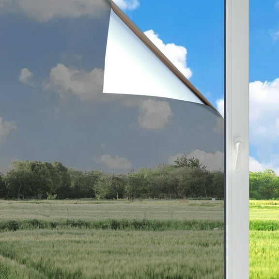 STATINT Privacy Window Film 35.4" x 196.8", One Way Window Tint Daytime Privacy Static Cling Non-Adhesive Mirror Window Tint for Home, Silver
