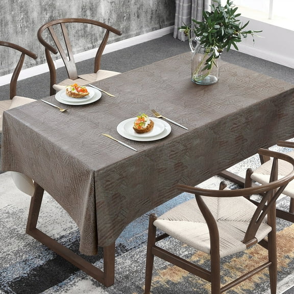 STATINT Vinyl Tablecloth Rectangle, Wipeable Waterproof Tablecloth for Indoor and Outdoor Use, Brown, 55 in. x 78 in.