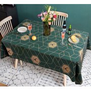 STATINT Stain Resistant Waterproof Vinyl Tablecloth, Pine Green Geometric Deer Table Cover, Rectangular, 55 in. x 78 in.
