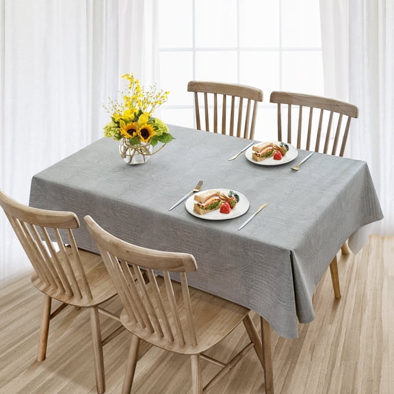 STATINT Vinyl Tablecloth Rectangle, Wipeable Waterproof Tablecloth for Indoor and Outdoor Use, Gray, 55 in. x 106 in.