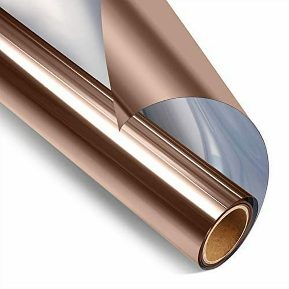 STATINT One Way Mirror Window Film Daytime Privacy, Sun Blocking Heat Control Anti UV Reflective Film Static Cling Window Tint for Home Office Living Room, Brown-Silver, 17.5 Inch X 6.5 Feet