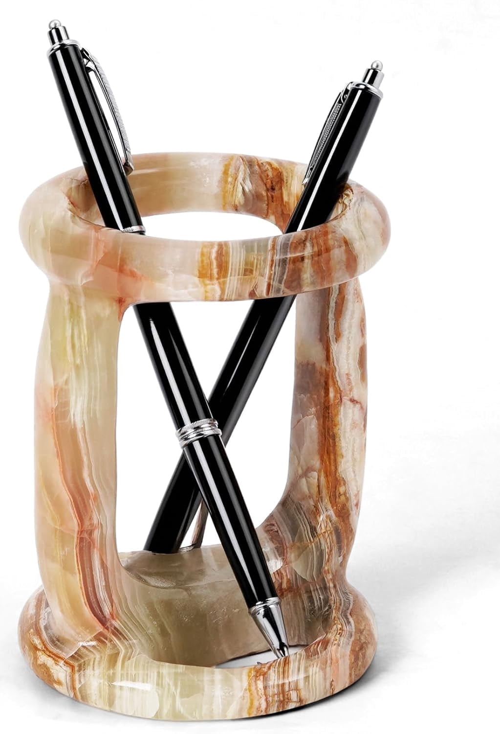 Radicaln Marble Stationary Holder 4 inches Green Onyx Handmade Pen Holder For Desk, Ideal Pencil Holders & Desk Organizer, Makeup Brush Holder For Women