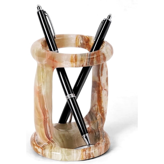 Radicaln Marble Stationary Holder 4 inches Green Onyx Handmade Pen Holder For Desk, Ideal Pencil Holders & Desk Organizer, Makeup Brush Holder For Women