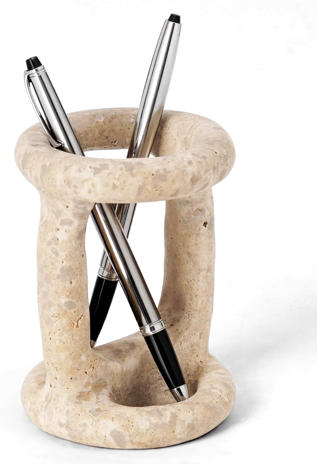 Radicaln Marble Stationary Holder 4 inches Travertine Handmade Maker Organizer For Office Supplies, Ideal Pencil Holders & Desk Organizer, Pen Holder For Desk