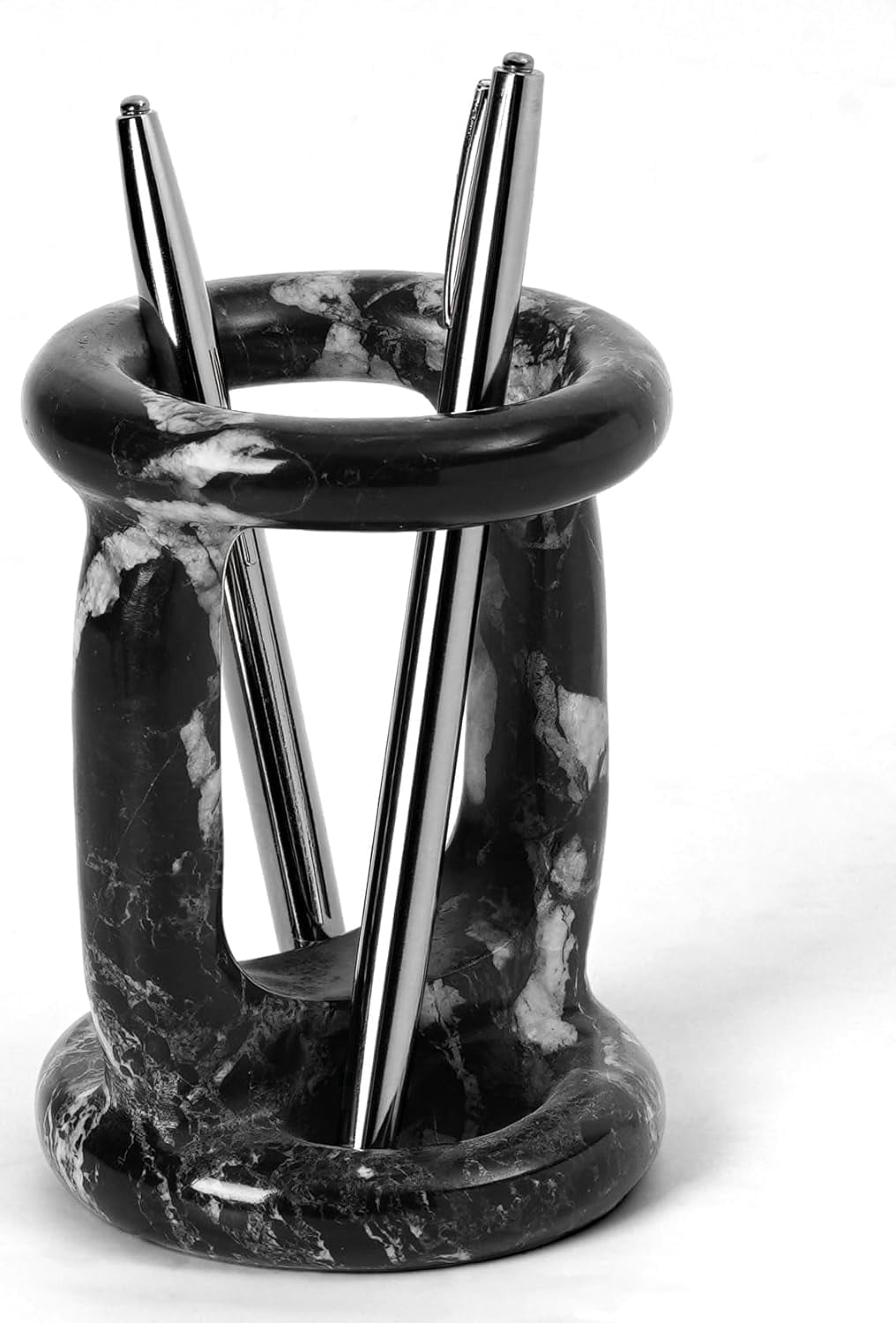 Radicaln Marble Stationary Holder 4 inches Black Zebra Handmade Pen Holder For Desk, Ideal Pencil Holders & Desk Organizer, Makeup Brush Holder For Women