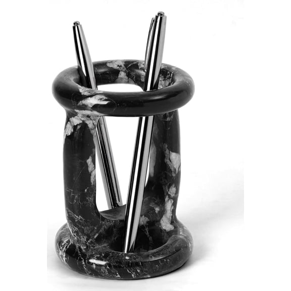 Radicaln Marble Stationary Holder 4 inches Black Zebra Handmade Pen Holder For Desk, Ideal Pencil Holders & Desk Organizer, Makeup Brush Holder For Women