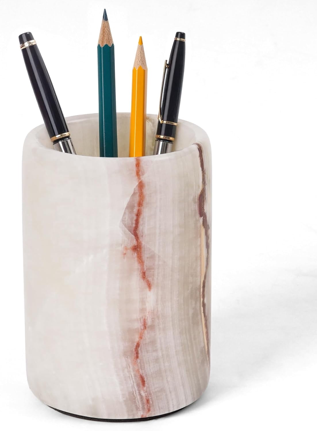 Radicaln White Onyx Marble Stationary Holder 4" – Pen Cup for Desk, Makeup Brush Organizer, Toothbrush Holder, Pencil Storage, Office Supplies & Home Décor