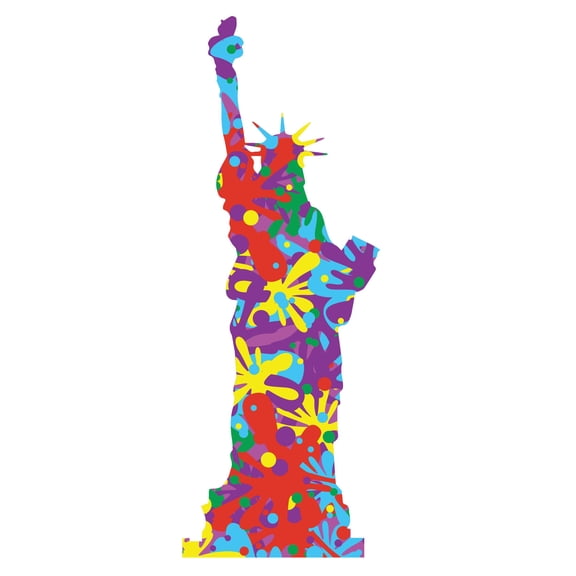 STATUE OF LIBERTY - Vinyl Kids Room Family Room Statue Of Liberty Decoration Multicolored Paint Splat Design Adhesive Wall Decal - Home Art New York Liberty Island Statue Wall Decor Sticker 6" x 20"