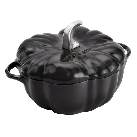 STAUB Cast Iron 3.5-qt Pumpkin Cocotte with Stainless Steel Knob - Black