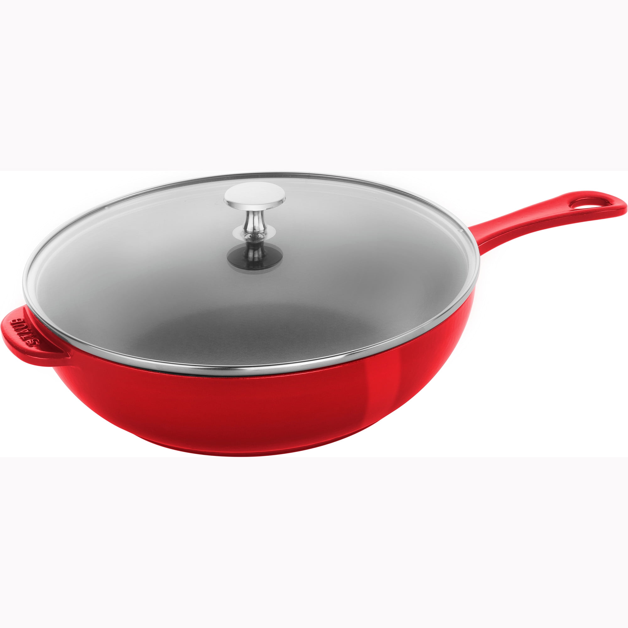 STAUB Cast Iron Pan with Lid, Staub Cast Iron Daily Pan, Dutch Oven,  2.9-quart, serves 2-3, Made in France, Cherry 
