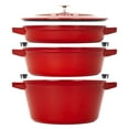 thumbnail image 1 of Staub 4 Piece Cherry Red Stackable Cast Iron Cookware Set, 1 of 10