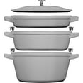 thumbnail image 1 of STAUB Cast Iron Set 4-pc, Stackable Space-Saving Cookware Set, Dutch Oven with Universal Lid, Made in France, Graphite, 1 of 10