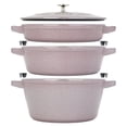 thumbnail image 1 of STAUB Cast Iron Set 4-pc, Stackable Space-Saving Cookware Set, Dutch Oven with Universal Lid, Made in France, Lilac, 1 of 3
