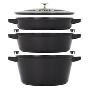 Staub 4 Piece Matte Black Stackable Cast Iron Cookware Set