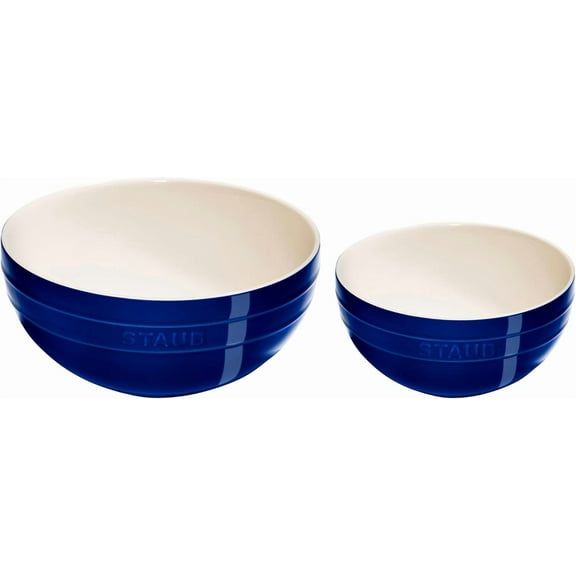 STAUB Ceramic 2-pc Nested Mixing Bowl Set - Dark Blue