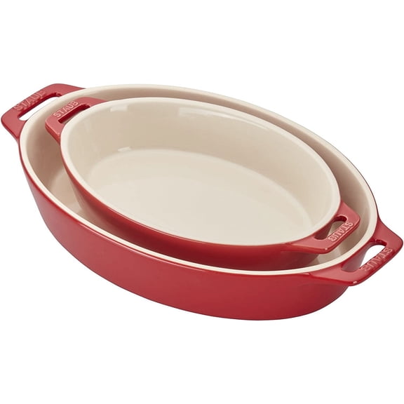 STAUB Ceramic Oval Baking Dish Set, 2-piece, White