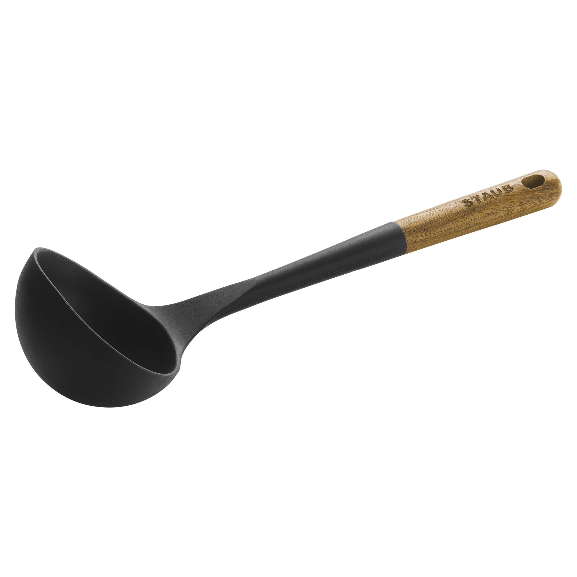 Matte Black Silicone and Acacia Wood Soup Ladle