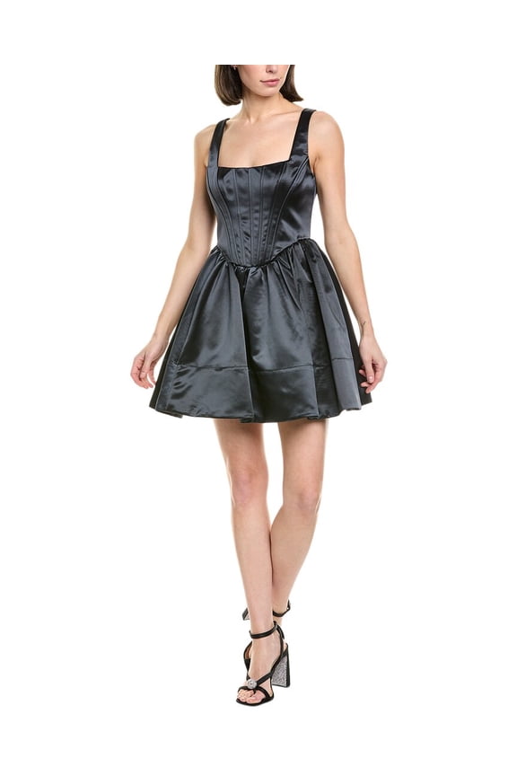 womens Landscape Mini Dress, 00, Black