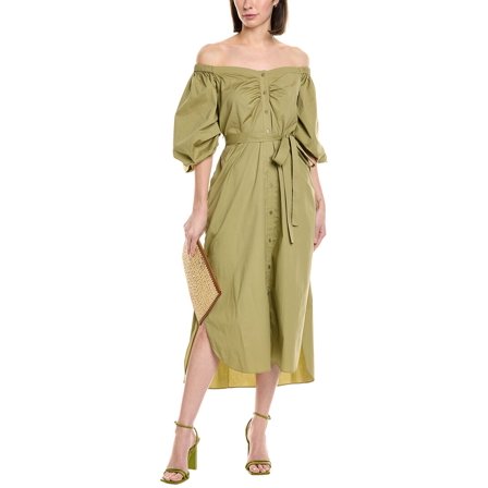 STAUD womens  Reese Shirtdress, xs, Green