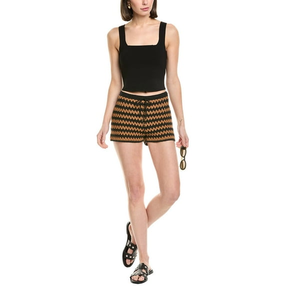 STAUD womens Samara Crochet Short, xs, Brown