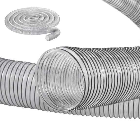 STAWAY 4" x 50' Dust Collection Hose - Flexible PVC with Stainless Steel Clamps - Durable Kink-Free Design for Woodworking & Industrial Use - High Transparency for Easy Inspection